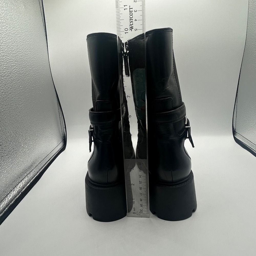 Franco Sarto Emerson Black Leather Lug Sole Moto Ankle Boots Womens 8M A-EMERSON - Picture 5 of 12